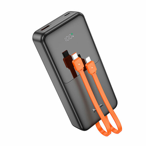 Универсальный Доп. Аккумулятор 20000mAh, J119A, HOCO, выход: 1 USB (22.5W)+кабель Type-C+кабель Lightning, черный