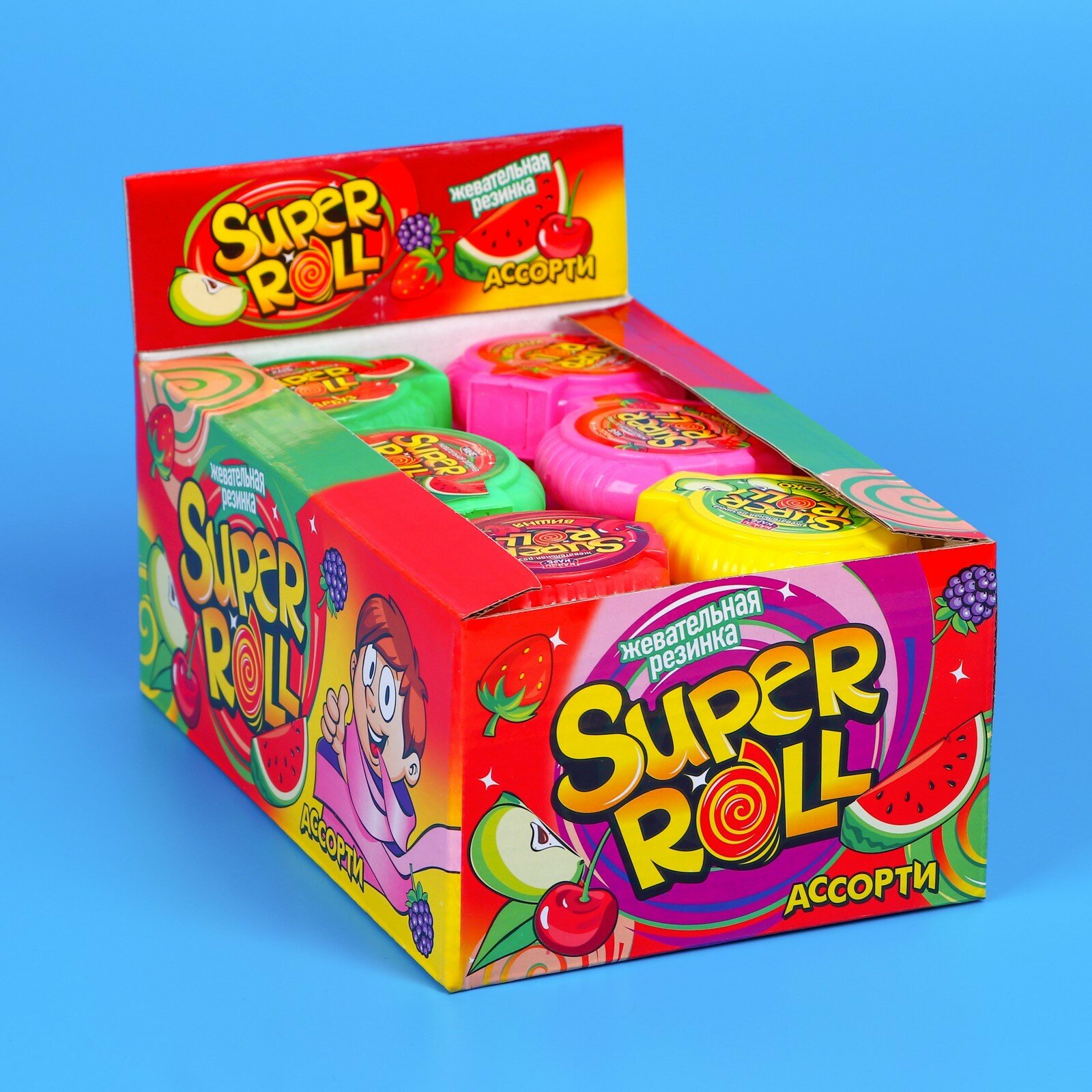 Жевательная резинка SUPER ROLL, ассорти, 12 г