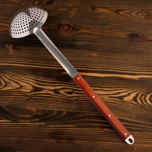 Шумовка для казана 60 см, Посуда Мира, глубокая с деревянной ручкой