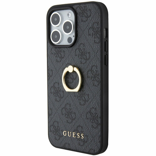 Чехол CG Mobile Guess PU 4G + Ring Hard для iPhone 15 Pro серый