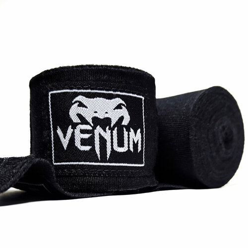 Боксерские бинты Venum Kontact, чёрные, 4 метра гелевые бинты боксерские venum gel kontact black red one size