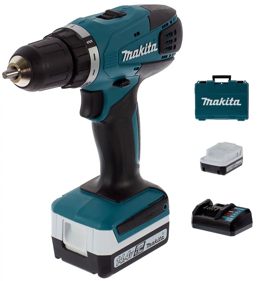 Дрель-шуруповерт аккумуляторная Makita DF347DWE, 14.4 В Li-ion 2x1.5 Ач