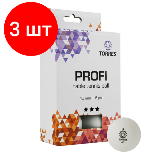 фото Комплект 3 штук, мяч для настольного тенниса torres profi 3x tt21012, s0000146788