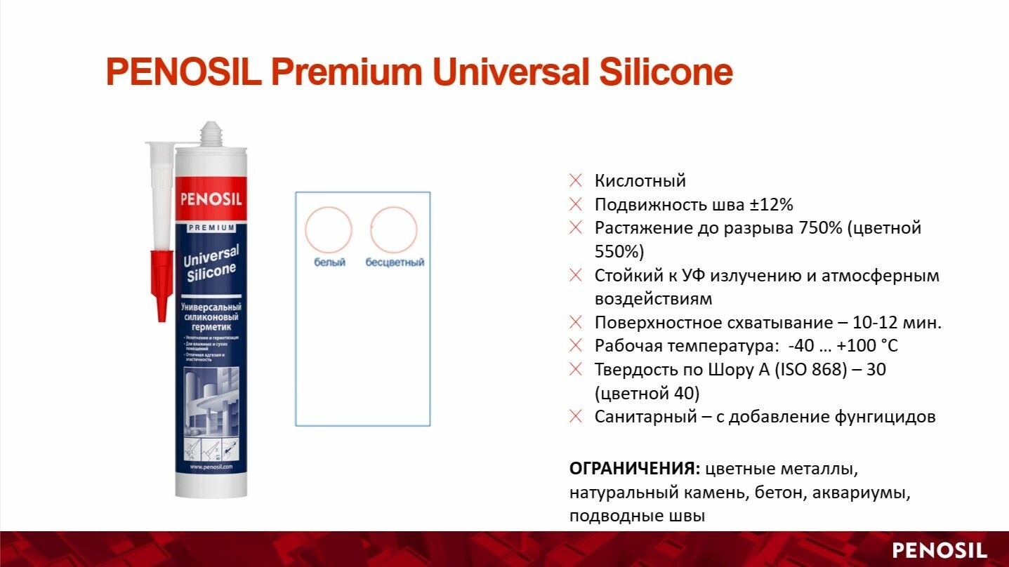 Герметик универсальный прозрачный PENOSIL Premium Universal Silicone, 280ml