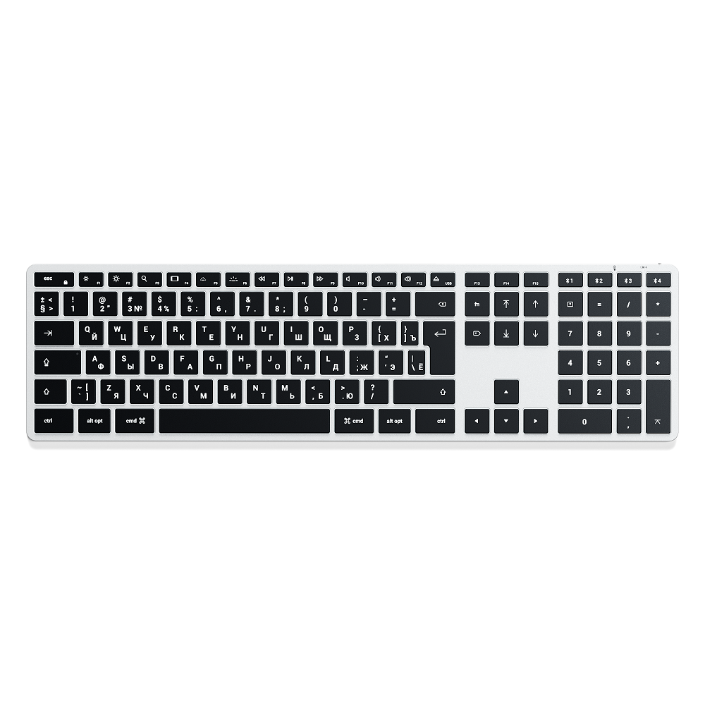 Беспроводная клавиатура Satechi Slim X3 Bluetooth Keyboard-RU. Раскладка - Русская. Цвет: серебристый