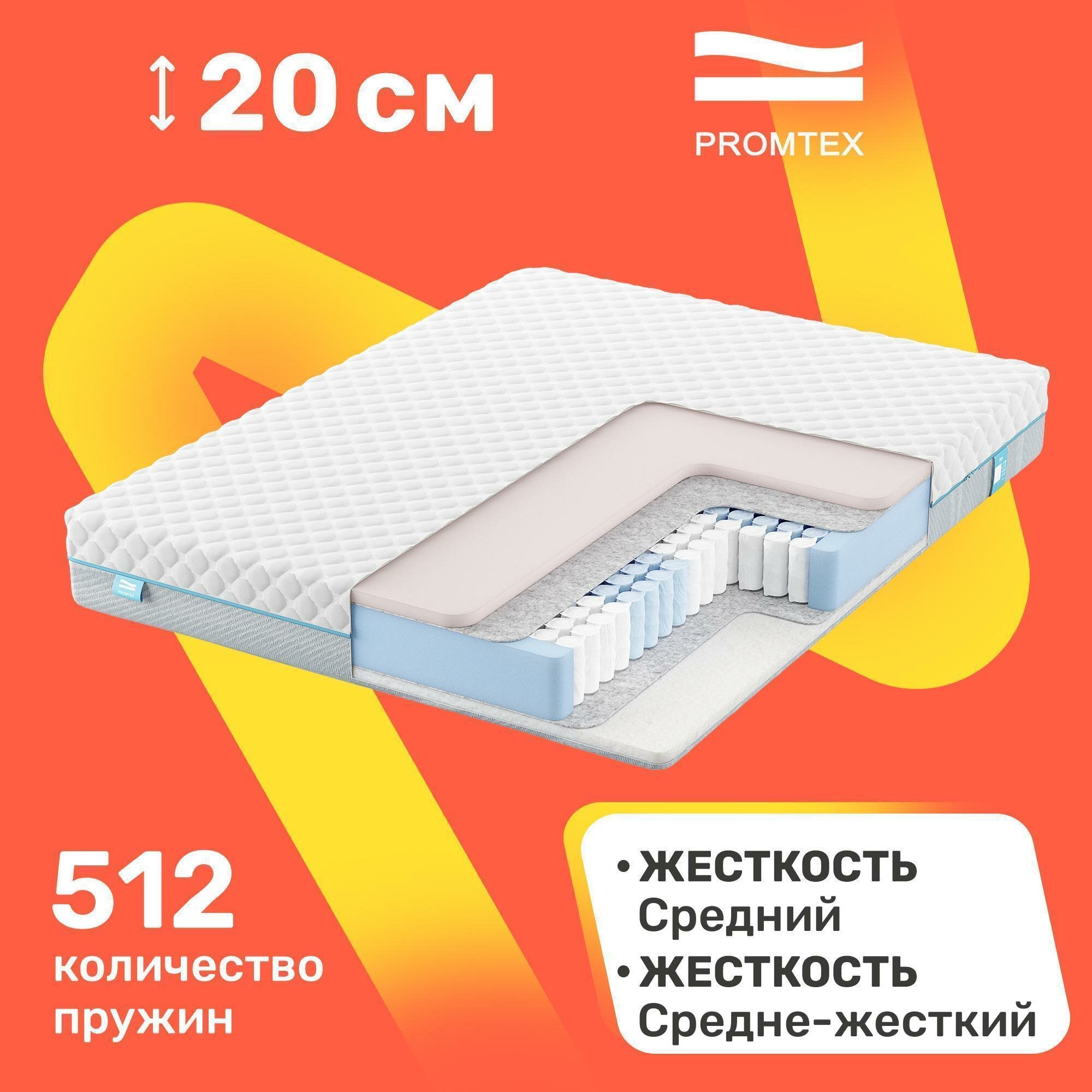 Матрас с независимыми пружинами PROMTEX Soft Combi Econom 60x120