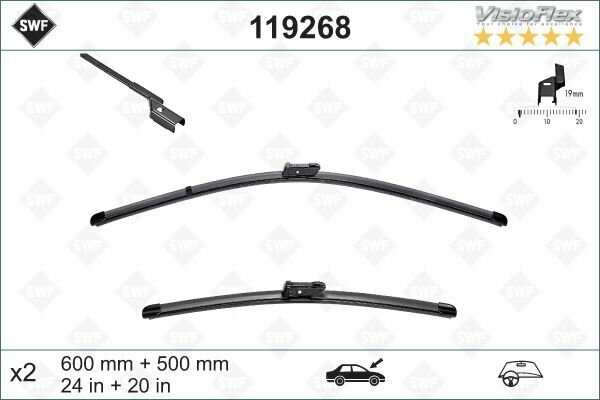 Щетки стеклоочистителя бескаркасные 600 мм + 500 мм SWF 119268 для а/м BMW X5 E70, X6 E71-E72
