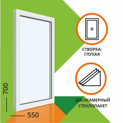 Окно ПВХ 700x550 мм 2 камеры глухое|32676-mir-rfbs