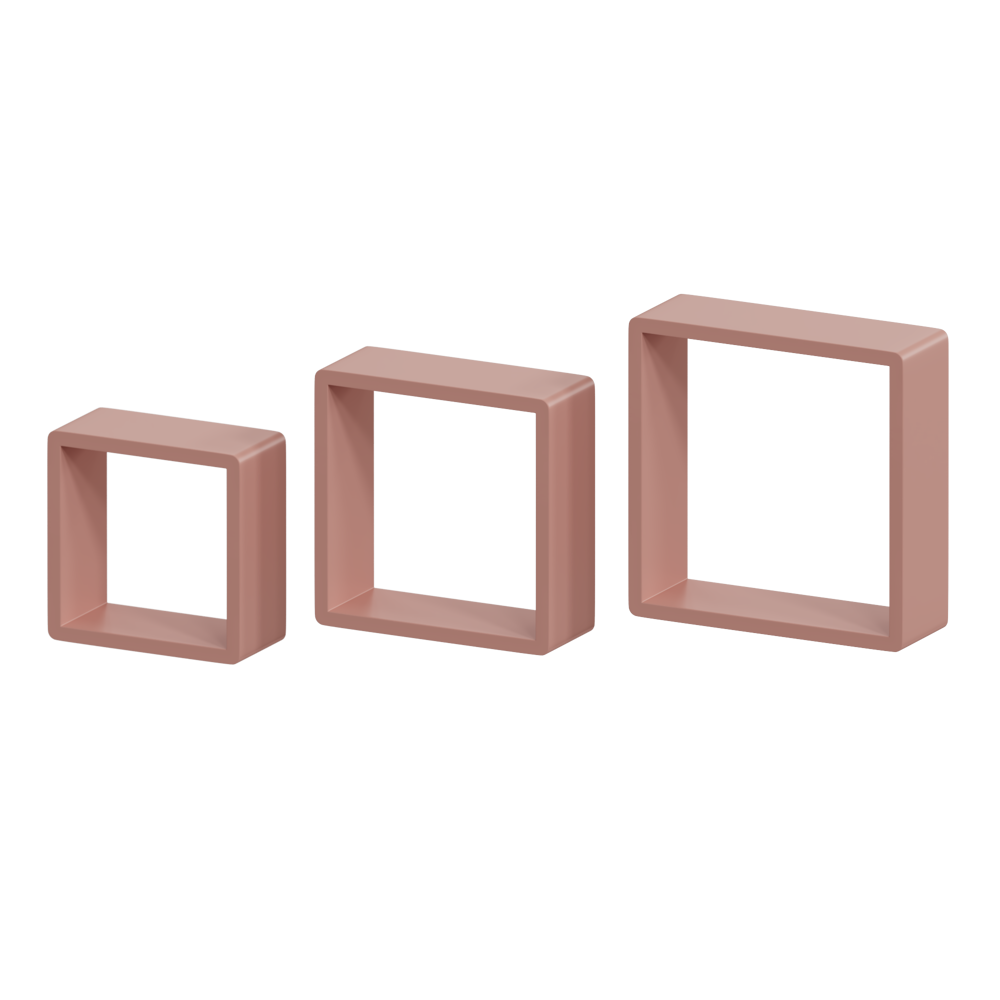 Полка настенная Spaceo 20x20 см/24x24 см/28x28 см МДФ цвет розовый 3 шт