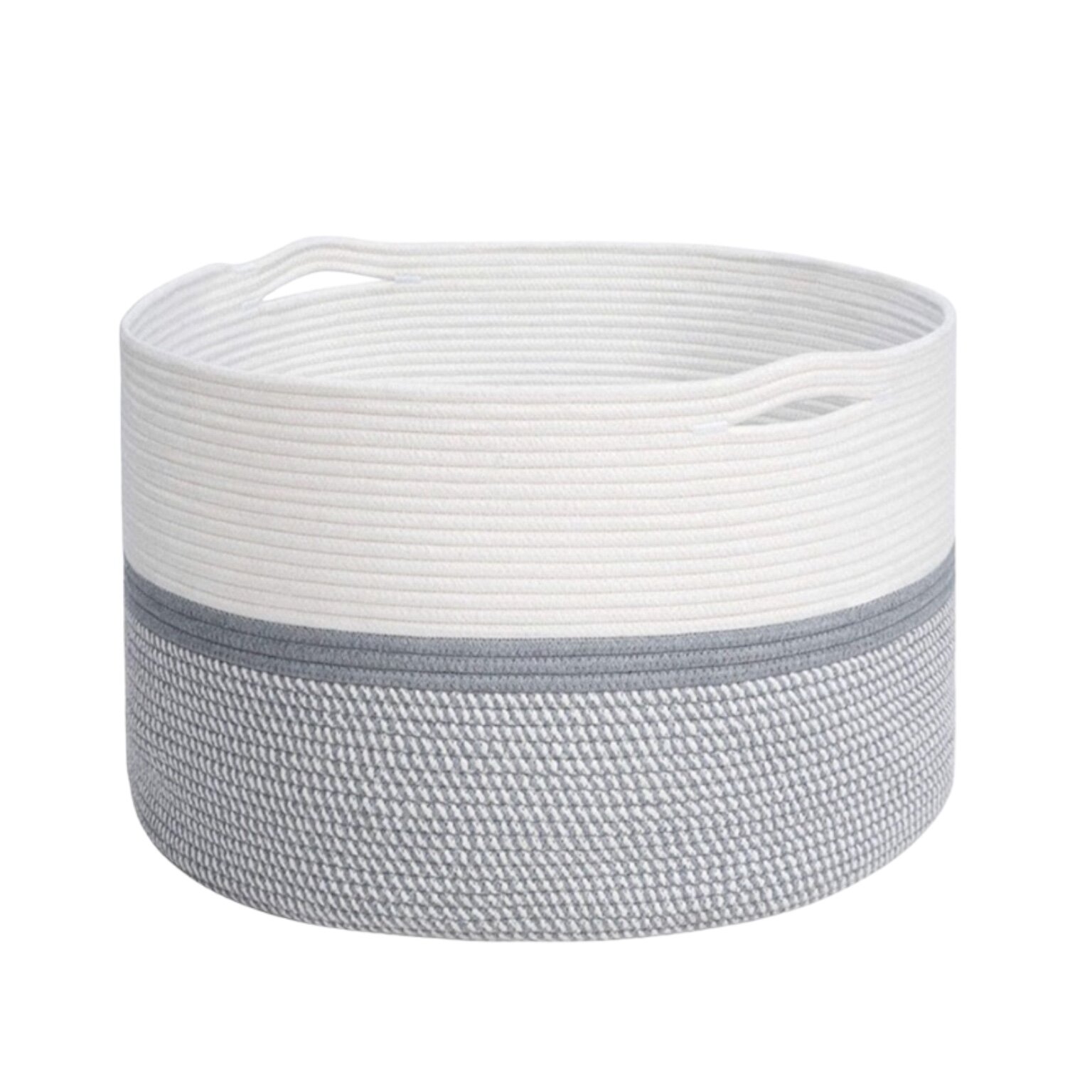 фото Корзина для хранения плетеная, серо-белая