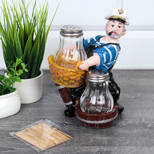 Набор для специй Моряк 12х12х15 см солонка и перечница на подставке 950₽