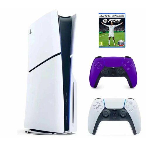 Игровая приставка Sony PlayStation 5 Slim disc 2й геймпад фиолетовый игра FC25 77990₽