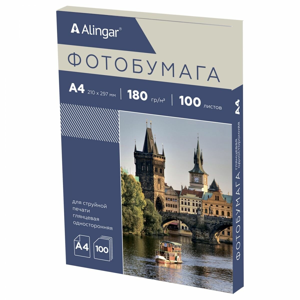 Фотобумага односторонняя, А4, 100л, глянцевая, 180 г/м2