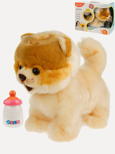 Изображение товара Игрушка интерактивная мягкая "Померанский шпиц" (30х25см, звук, на батарейках, в коробке)