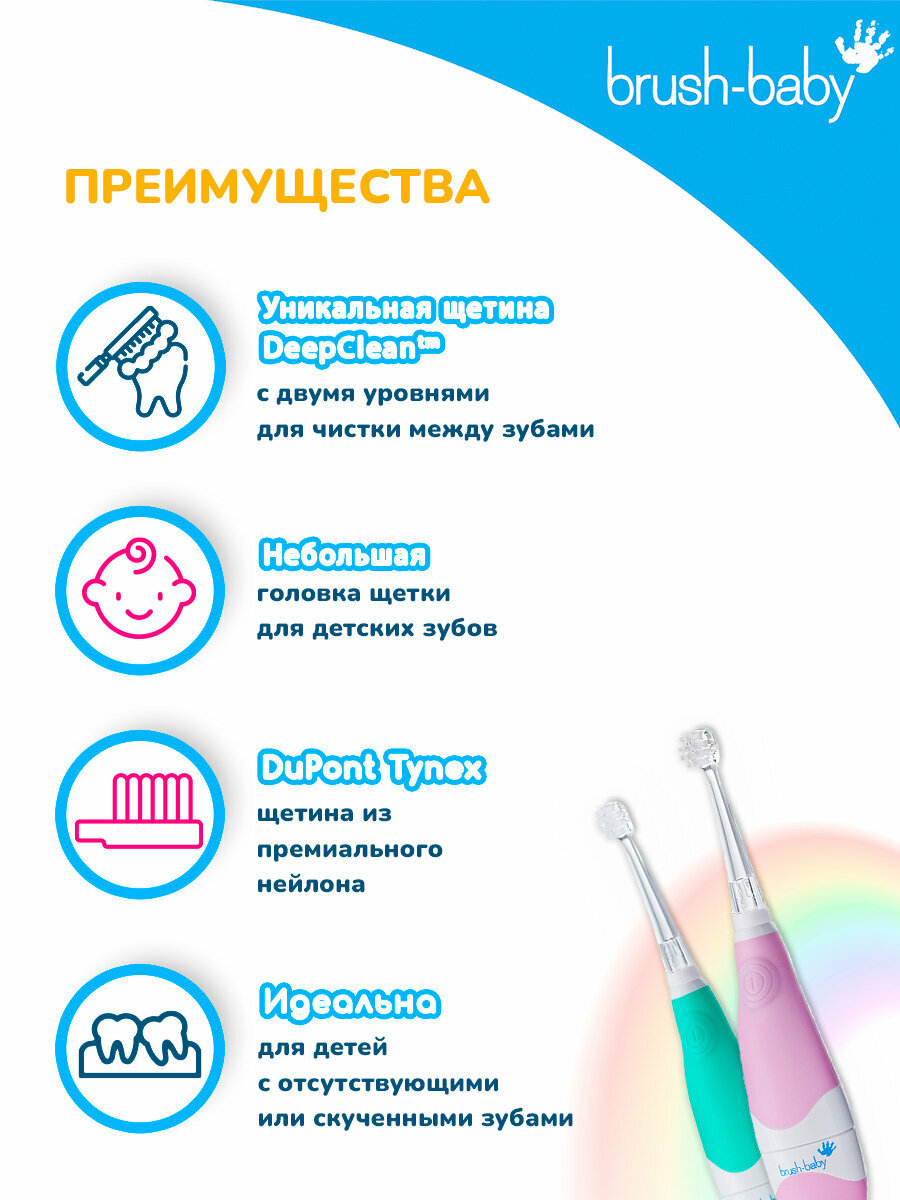 Картинки Насадки к электрической зубной щётке Brush-Baby BabySonic 0-1,5 года, 2 шт.
