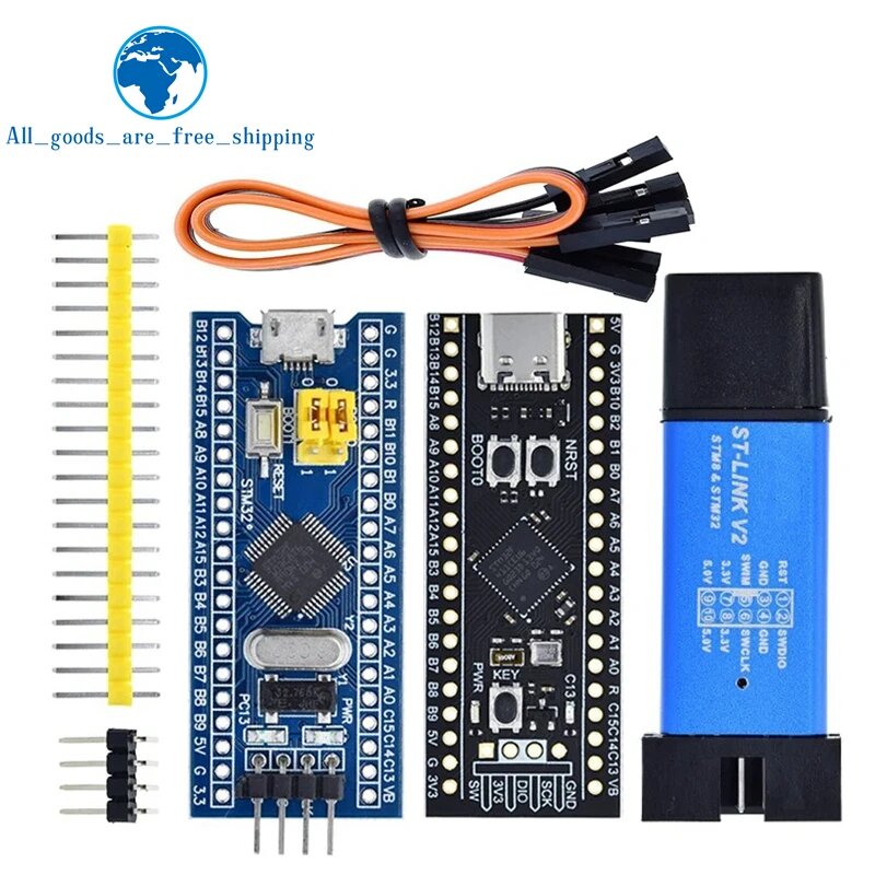 TZT STM32F103C8T6/CH32F103C8T6 Минимальная плата разработки STM32F401/STM32F411 с программатором ST-LINK V2, 1 SET STM32F103C8T6 — фото 1