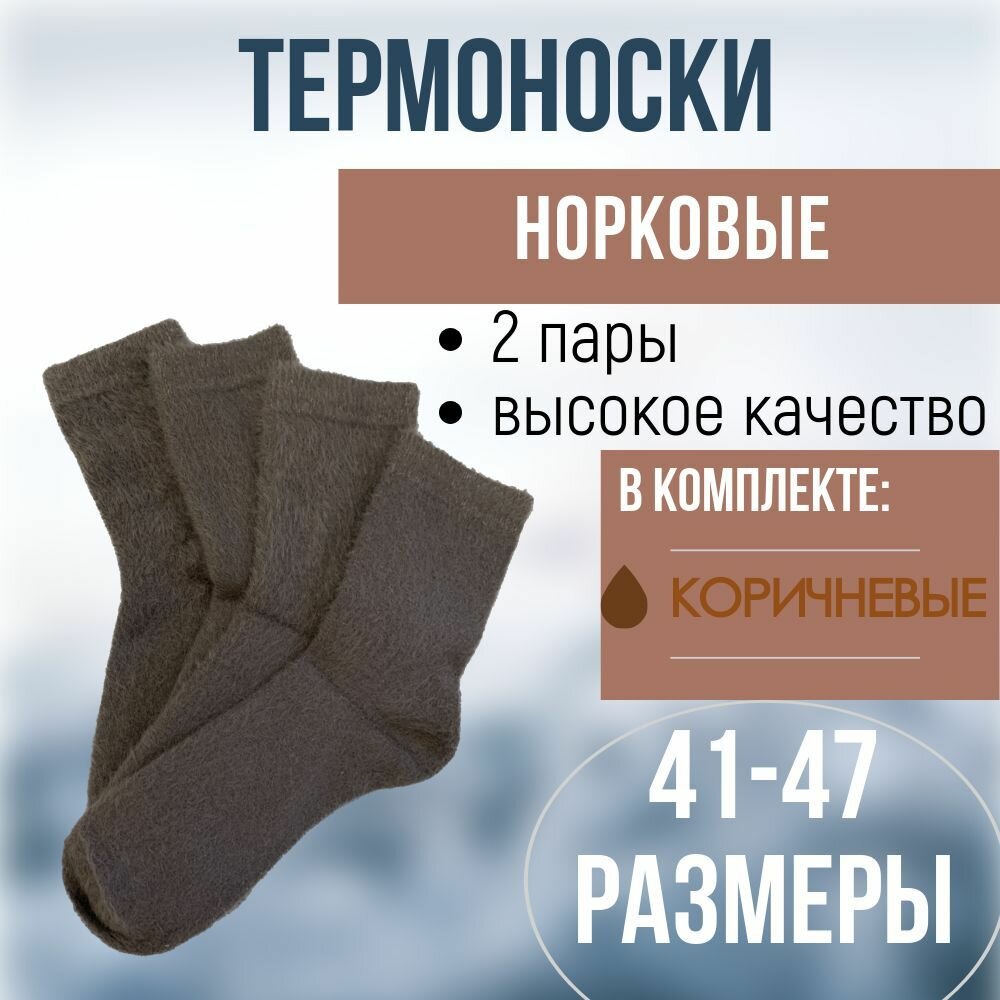 Носки Фенна, комплект, 2 пары, размер 41-47, черный, коричневый