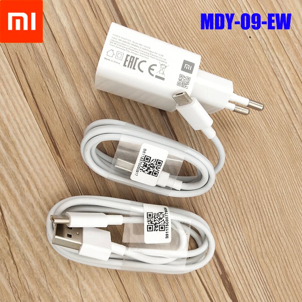 Картинки Зарядное устройство XIAOMI 5 В, 2 А, MDY-09-EW, адаптер питания для путешествий, кабель Micro USB/Type C для Mi 5 6X 4X A3 A2 Redmi 9 9c 10 8 Note 4 4a, White, EU add micro cable