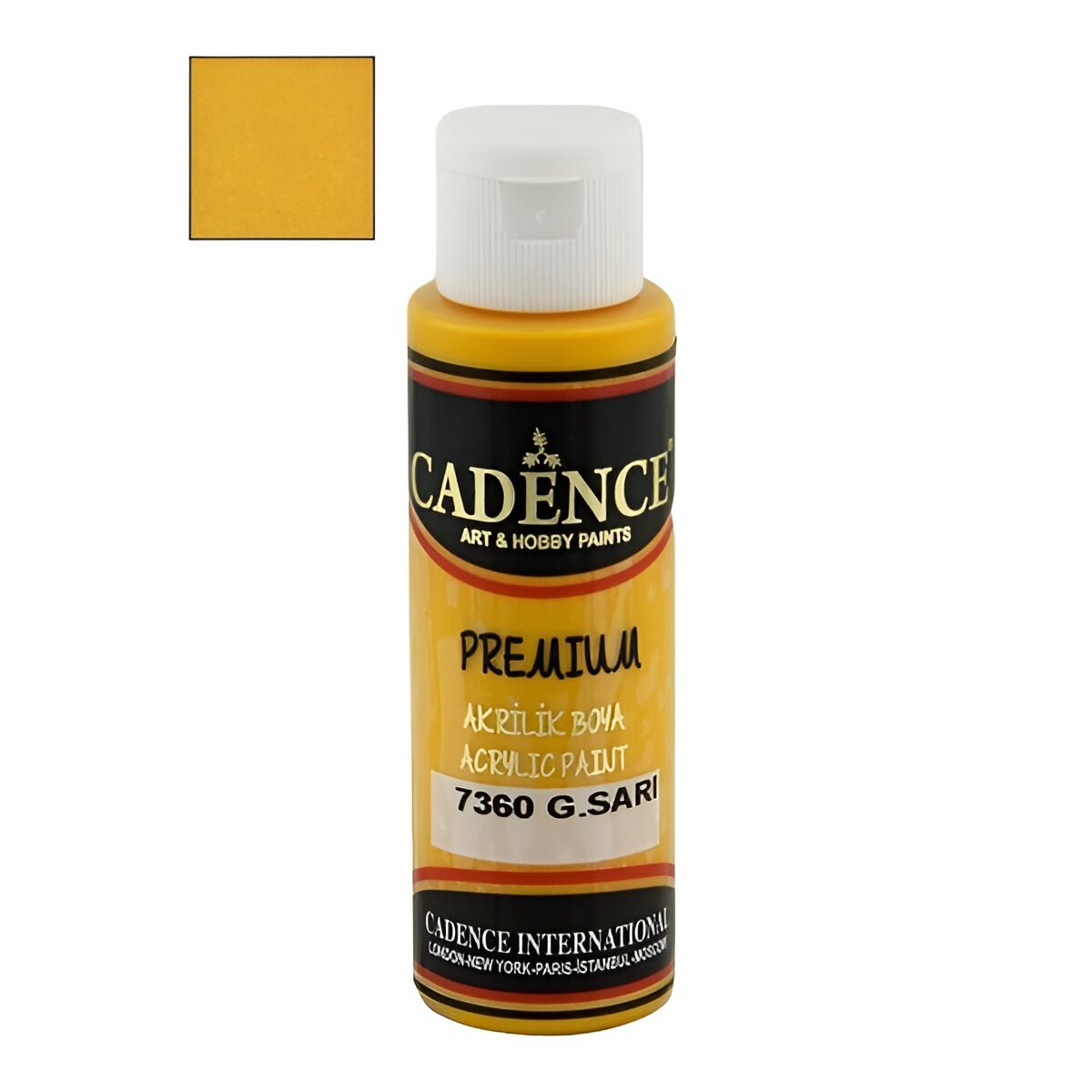 Акриловая краска Cadence Premium Acrylic Paint, 70 мл. Sun Yellow-7360