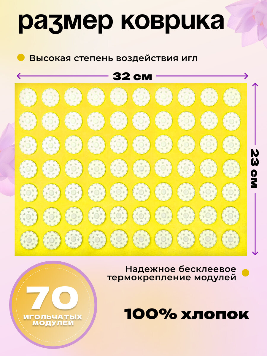 Массажный коврик элтиз Аппликатор Кузнецова 70 колючек, спанбонд, 32х23 см — фото 1