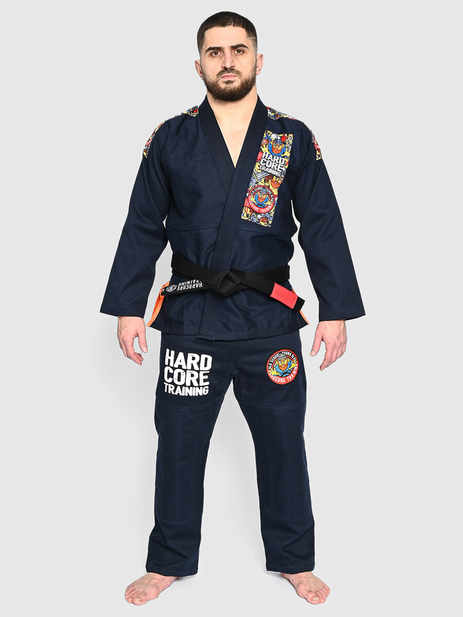 Кимоно для джиу-джитсу HARDCORE TRAINING Doodles, размер A2, navy blue