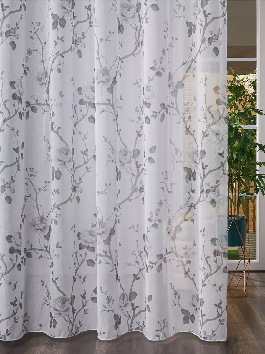 Тюль SANPA HOME под лен с рисунком в спальню и гостиную 300х260 см-1шт