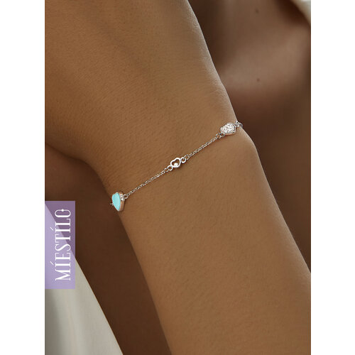 Браслет-цепочка MIESTILO серебро 925 проба родирование фианит длина 20 см серебряный 2611₽