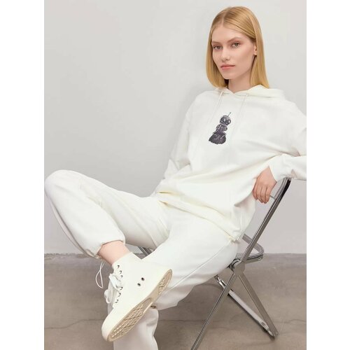 фото Брюки спортивные just clothes белый. декор вышивка логотипа. пояс резинка, шнурок. карманы спереди 2 б/заст, сзади нет. утяг кулис, размер 50, белый