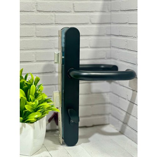 Комплект замка с ручкой для калитки (Premium -нержавейка 304 )Матовый нмкель 80мм ключ-ключ