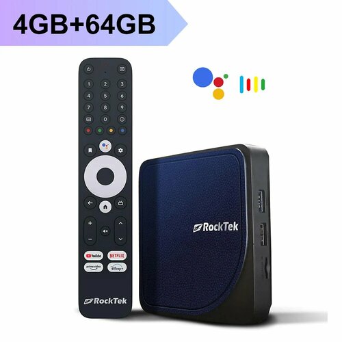 RockTek G2 4Гб64Гб Android TV 12 Google Netflix сертификация 13500₽