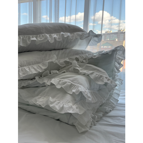 Постельное белье 1,5 спальное с рюшами и оборками из вареного хлопка