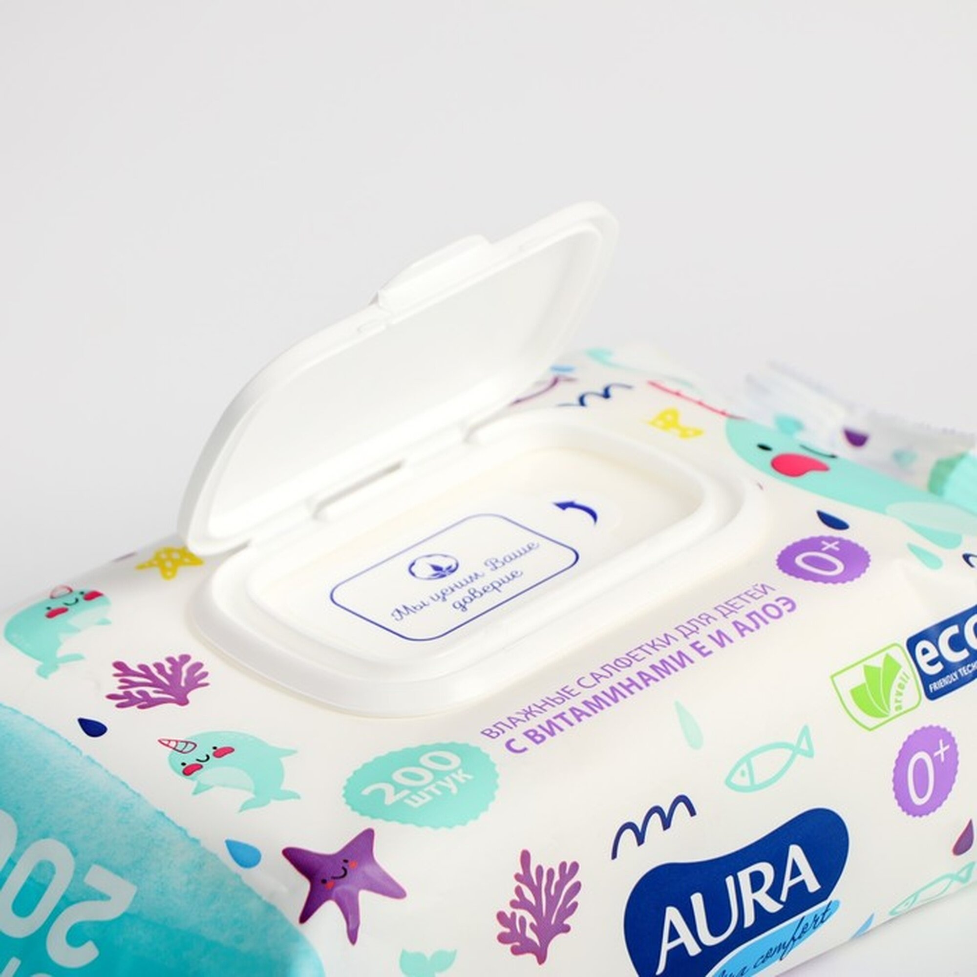 Картинки Влажные салфетки Aura Ultra Comfort, для детей, 200 шт.