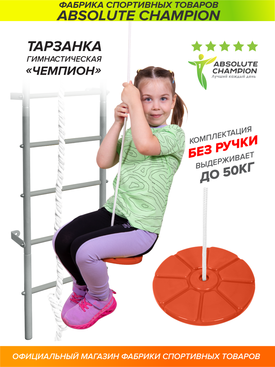 Качели тарзанка подвесные детские для дома и улицы Чемпион (цвет кирпичный)