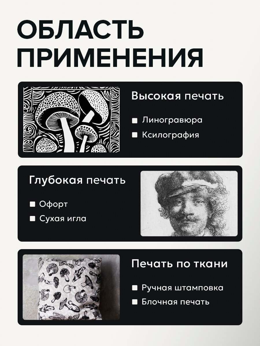 Типографская краска OfortShop, черная CMYK, 150 мл, для линогравюры и ксилографии — фото 1
