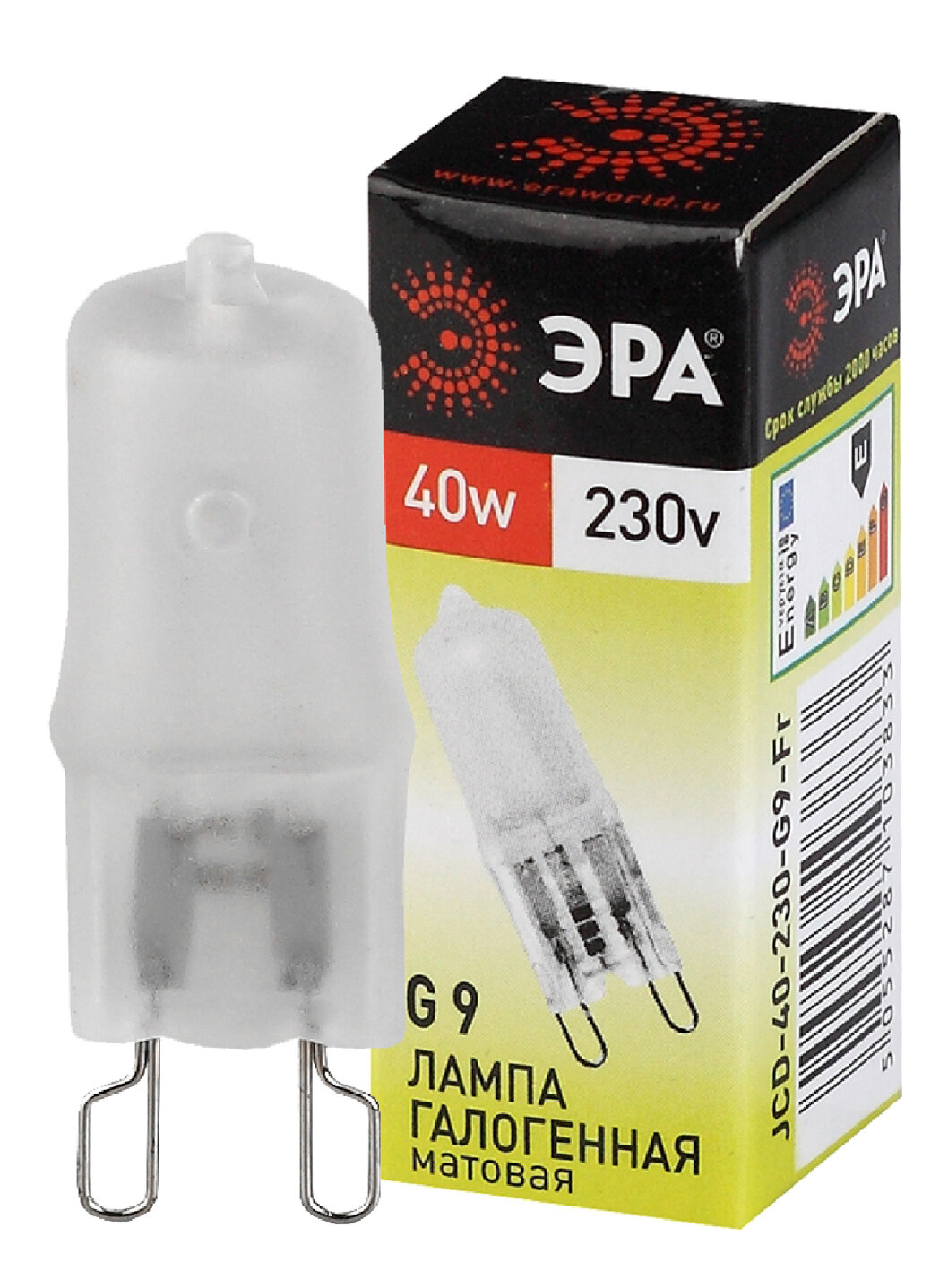 Галогенная лампа G9 40W 3000К (теплый) Эра G9-JCD-40-230V-FR (C0027368)