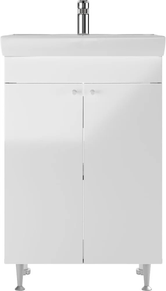 Тумба с раковиной Айсберг Промо 60 напольная 60 см классика белая прямоугольная в современном стиле из МДФ из фаянса