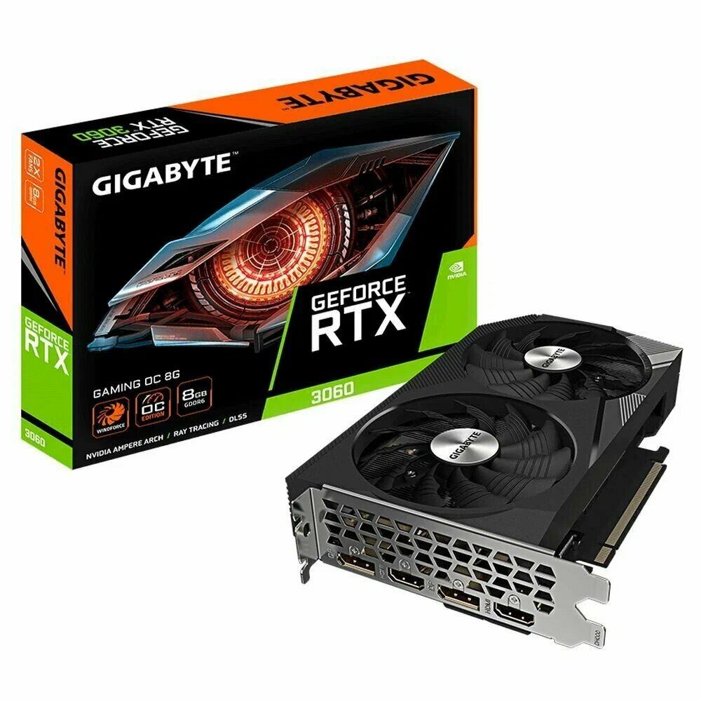 Видеокарта Gigabyte PCI-E 4.0 GV-N3060GAMING OC-8GD 2.0 NVIDIA GeForce RTX 3060 8192Mb 128 GDDR6 180