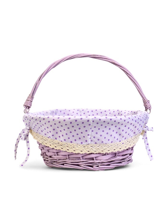 Корзина плетёная для хранения 32×32×14 см ручка h=14 см сиреневая