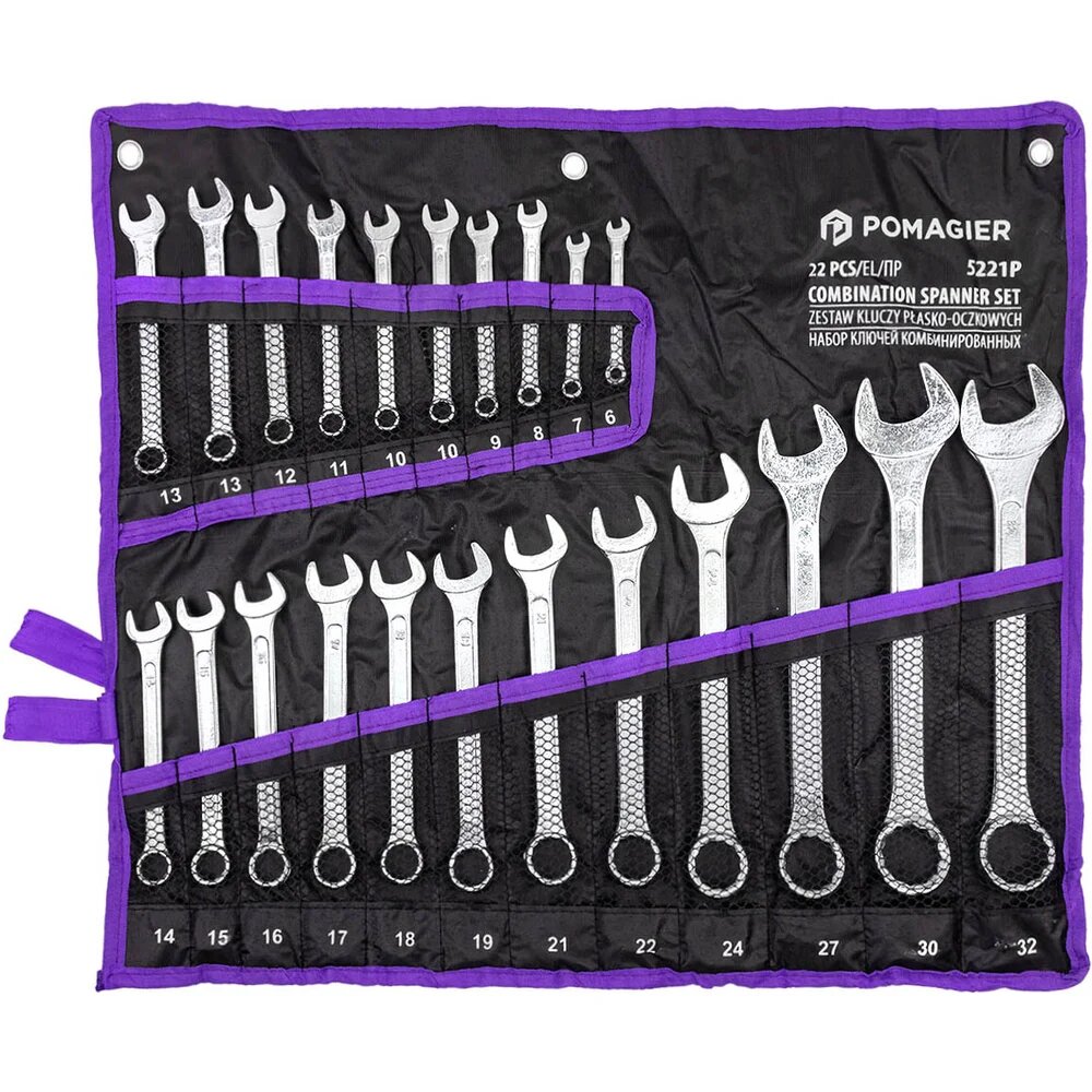 POMAGIER Набор ключей комбинированных 22 предмета POM-5221P(62621)