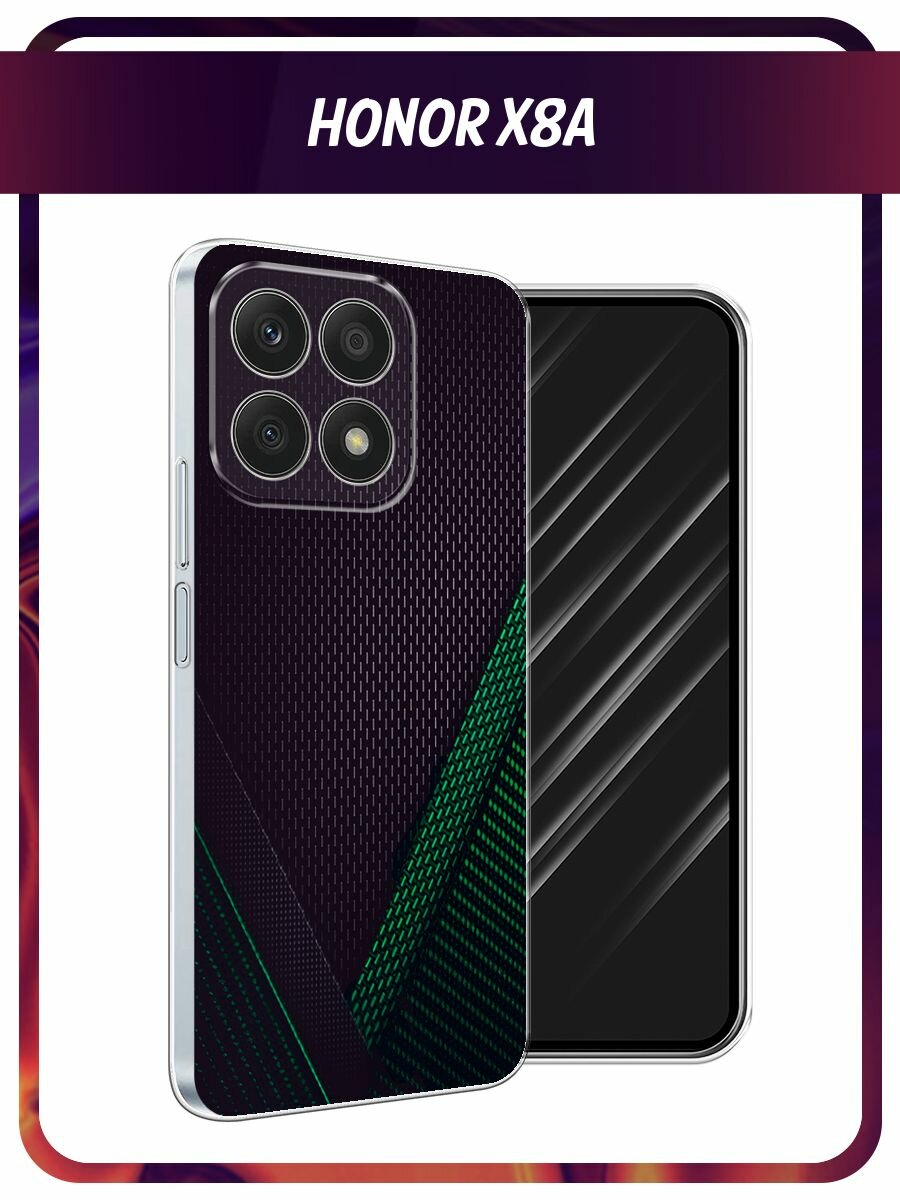 Силиконовый чехол на Honor X8A / Хонор X8A с принтом "Зеленый карбон"
