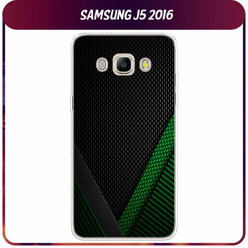 Чехол на Samsung Galaxy J5 2016 / Самсунг Галакси Джей 5 2016 с принтом "Зеленый карбон"