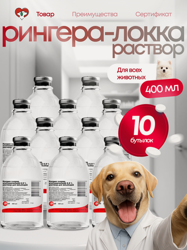 Изображение товара Раствор Рингера-Локка БиАгро, для инъекций 400 мл 10 бутылок