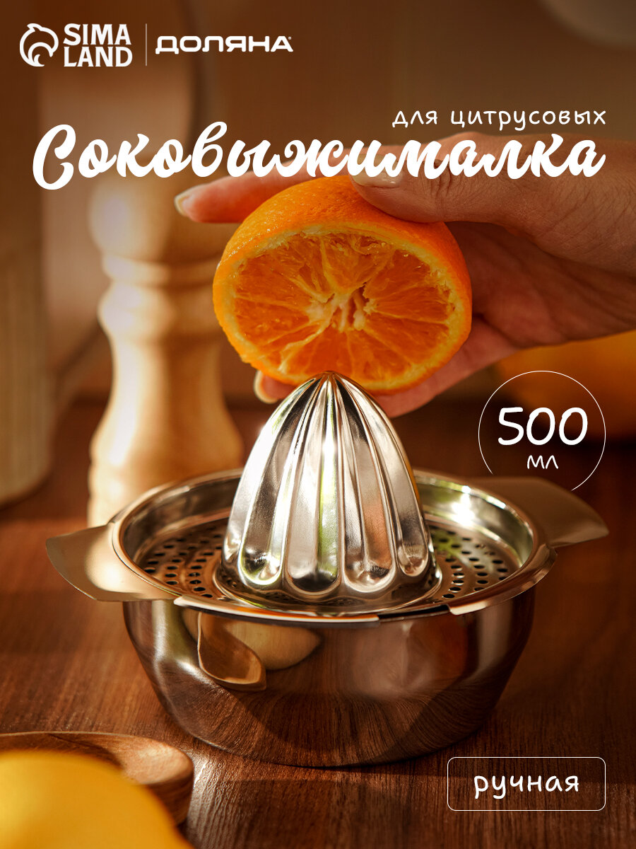 Соковыжималка Доляна из нержавеющей стали для цитрусовых 13×105 см