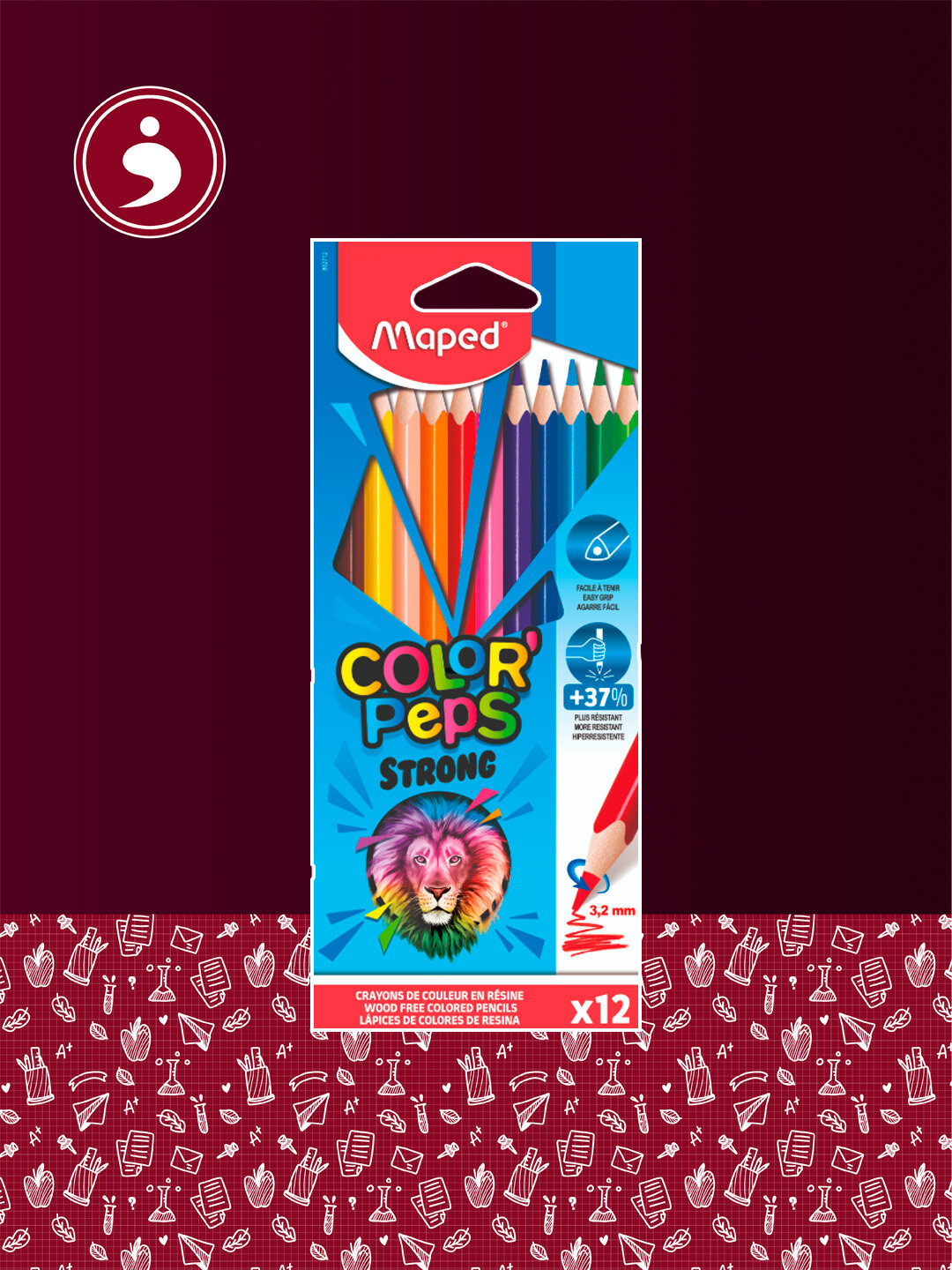 Карандаши 12цв повышенной прочности Maped COLOR'PEPS STRONG 862712