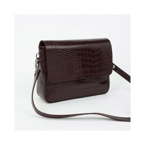 Сумка женская Suffle отдел на клапане, длинный ремень, наружный карман, бордовая