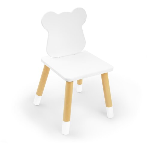 Детский стул Rolti Baby «Мишка» (белый/белый/береза, массив березы/мдф)