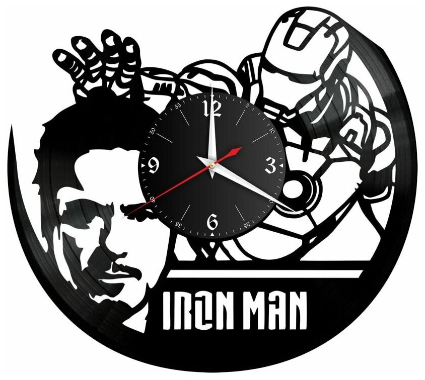 Часы из винила Redlaser "Iron Man (железный человек), Ирон Мэн, Марвел, Marvel Comics, Тони Старк" VW-10311