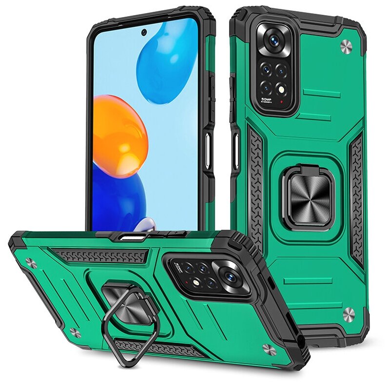 Противоударный чехол Legion Case для Xiaomi Redmi Note 11 / 11S зеленый