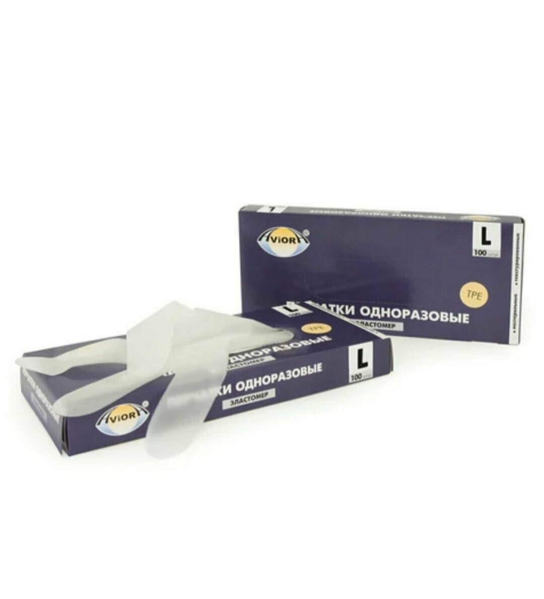 фото Перчатки размер L хозяйственные Эластомер (винил), 50 пар, цвет прозрачный