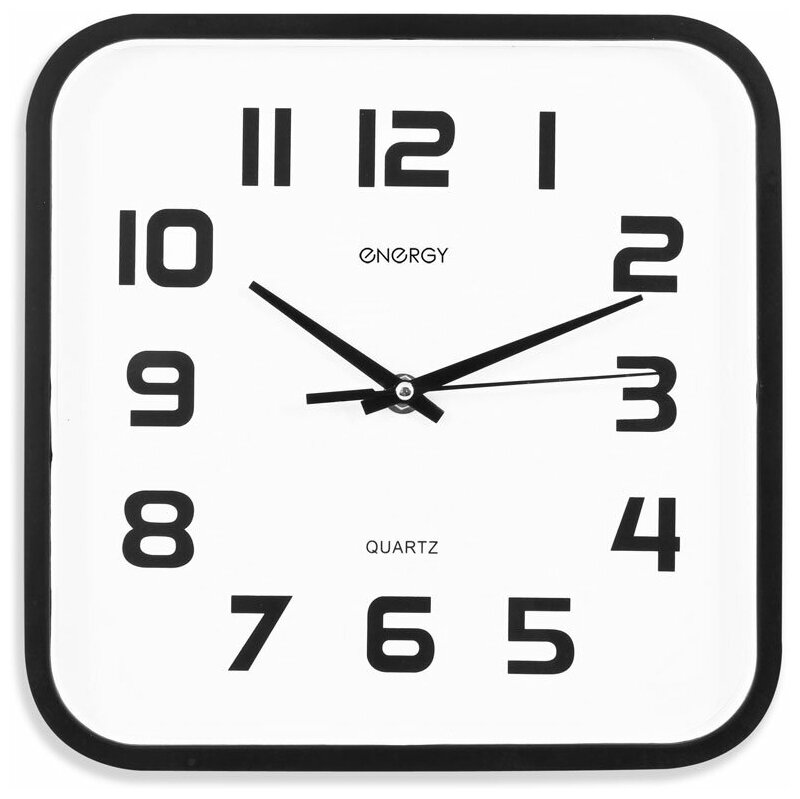 Часы настенные кварцевые Energy EC-08 квадратные (24.5x3.9 см) белый циферблат (009308)